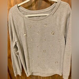 Apt. 9 Light Gray Sweater with Floral Accents